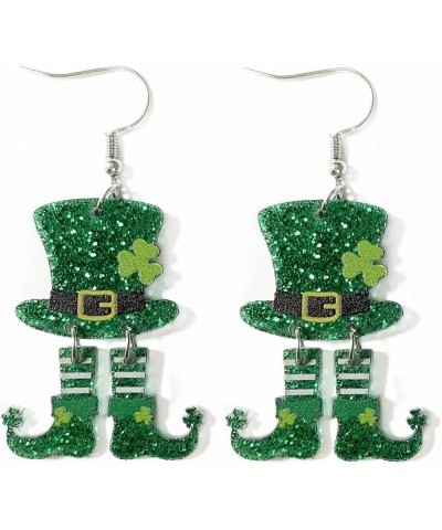 St. Patrick's Day Letter Earrings Handmade Acrylic Green Lucky Clover Rainbow Dangle Earrings Resin Green Hat Dinosaur Beer T...