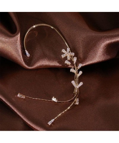 Elegant Rhinestone Butterfly Flower Tassel Ear Cuffs Fairy Wheat Wing Ear Wrap Non-pierced Wedding Bridal Clip on Earrings Co...