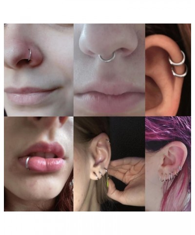 16g 18g 20g Nose Rings Hoops Grade 23 Titanium Black Hinged Septum Rings Seamless Clicker Sleeper Cartilage Daith Tragus Heli...