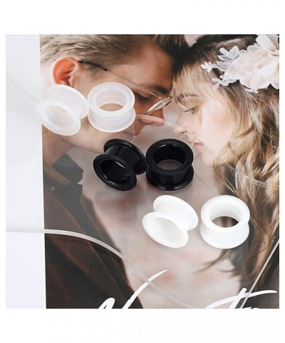 2PCS-6PCS Black Clear White Thick Silicone Tunnels Flexible Ear Skin Hollow Gauges for Ear Piercing 4g-1 inch 3 pairs 5/8"(16...