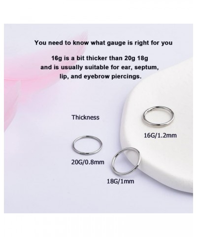 16g 18g 20g Nose Rings Hoops Grade 23 Titanium Black Hinged Septum Rings Seamless Clicker Sleeper Cartilage Daith Tragus Heli...