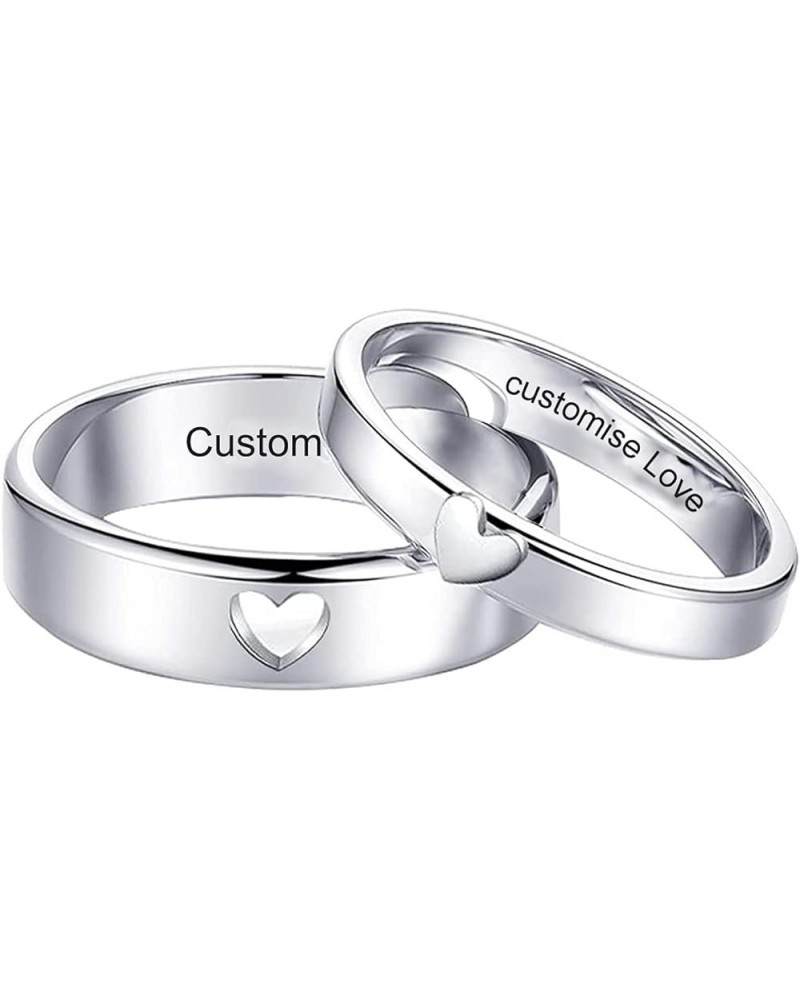 Promise Rings for Couples Personalized Matching Rings for Couples Matching Couple Rings Engraved Name for Him and Her Set(Ani...