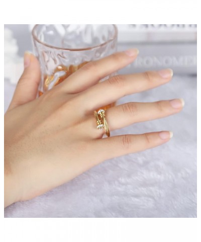 Cable Ring, a Cuff Pearl Ring Designed to Fit Finger Circumference Between 70mm-90mm gaoshi-JS $8.61 Rings