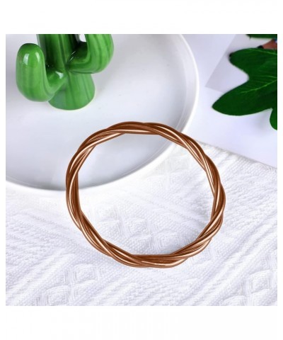 Twist Jelly Bangles Bracelets Set Foil Filled Jelly Silicone Bracelets for Women Girls Brown $8.24 Bracelets