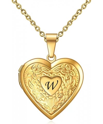 Women's Gold Heart Photo Locket Necklace with Picture inside Initial A-Z Letter Alphabet Love Jewelry Pendant Necklace W $7.0...