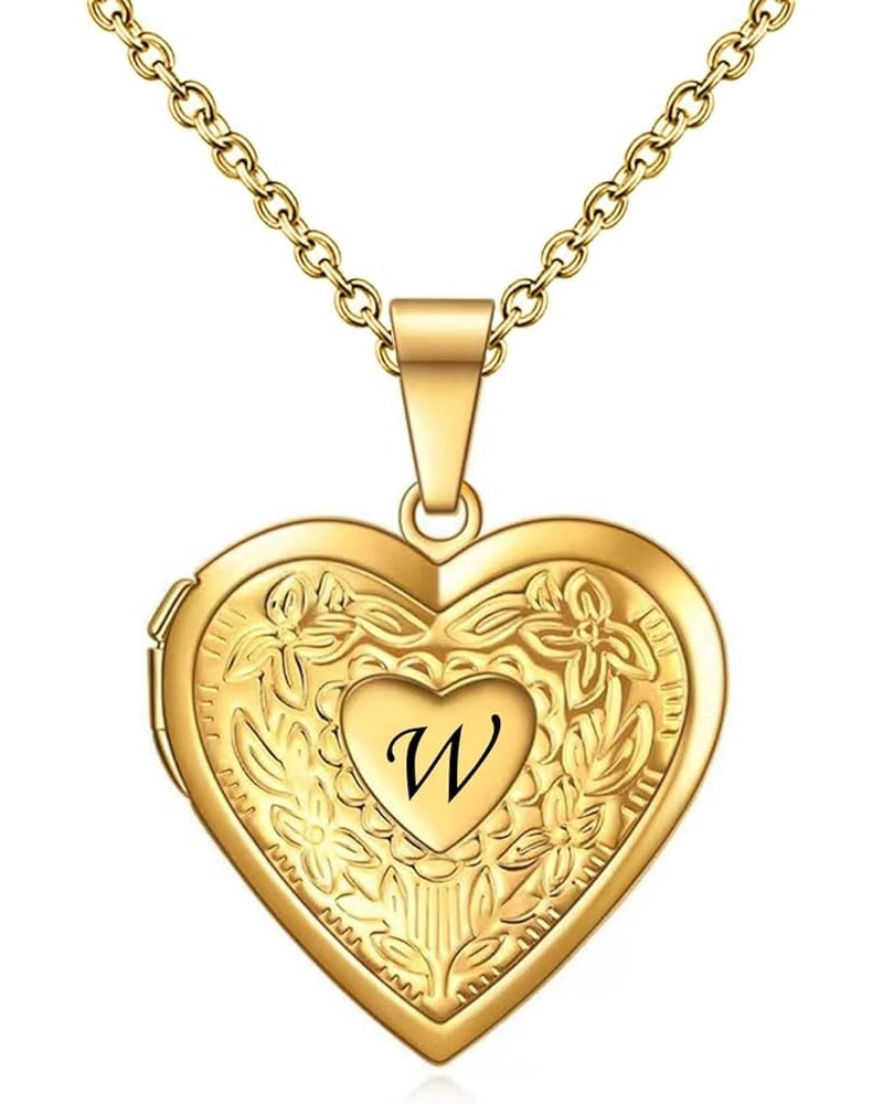 Women's Gold Heart Photo Locket Necklace with Picture inside Initial A-Z Letter Alphabet Love Jewelry Pendant Necklace W $7.0...