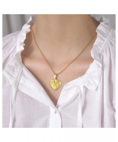 Women's Gold Heart Photo Locket Necklace with Picture inside Initial A-Z Letter Alphabet Love Jewelry Pendant Necklace W $7.0...