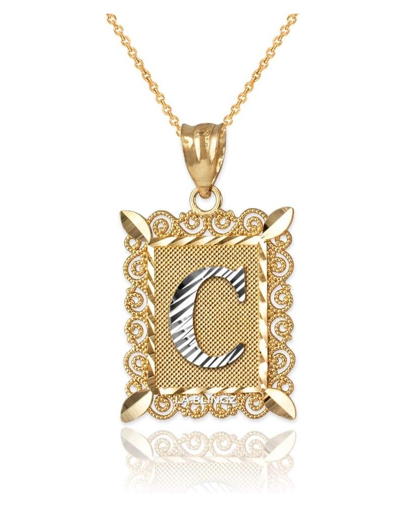 14K Yellow Gold Filigree Alphabet Initial Letter C DC Pendant Necklace 16" Necklace $48.50 Necklaces