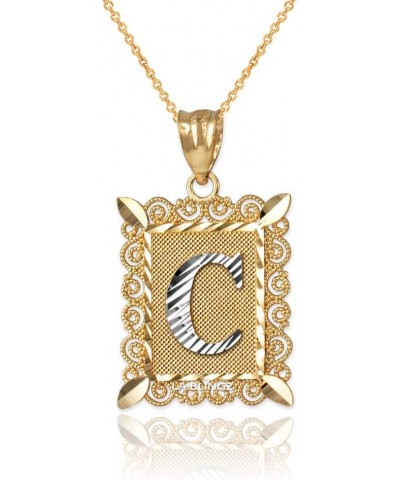 14K Yellow Gold Filigree Alphabet Initial Letter C DC Pendant Necklace 16" Necklace $48.50 Necklaces