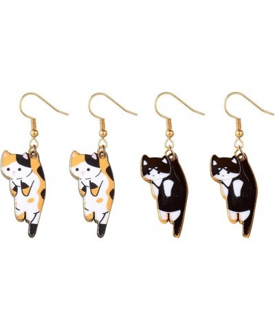 Lovely Kitty Drop Earrings, Calico Cat, Ginger Cat, Cow Cat and Siamese Cat Charms Dangle Earrings for Women Men Animal Jewel...