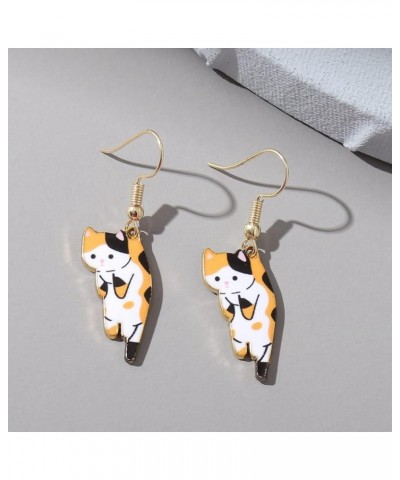 Lovely Kitty Drop Earrings, Calico Cat, Ginger Cat, Cow Cat and Siamese Cat Charms Dangle Earrings for Women Men Animal Jewel...