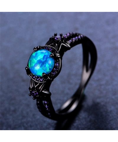 Gothic Black Rings for Women, Mystic Rainbow Topaz with Created Amethyst Flower Goth Black Gold Wedding Engagement Ring Size ...