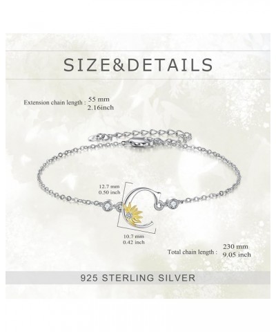 Sterling Silver Initial Alphabet Letter Script Name Bracelets Sunflower Initial Bracelet for Women Girls Initial C $19.75 Bra...