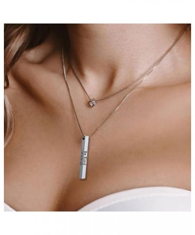 2PCS Be Kind...Of a Bi*ch-3D Engraving Vertical Bar Necklace, Inspirational Friendship Necklaces, Encouragement Mantra Pendan...