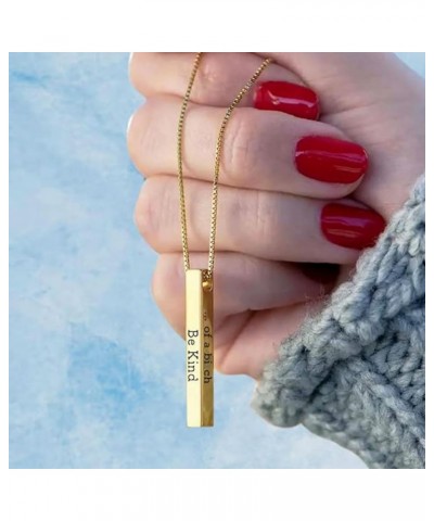 2PCS Be Kind...Of a Bi*ch-3D Engraving Vertical Bar Necklace, Inspirational Friendship Necklaces, Encouragement Mantra Pendan...