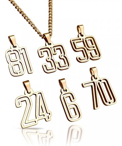 00-99 Varsity Number Pendant With Chain Necklace - 14K Gold Plated Stainless Steel $21.15 Necklaces