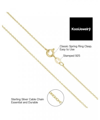 Sterling Silver or Yellow Gold Over Sterling Silver Cable Chain Necklace for Women (1.2 mm, 1.6 mm or 2.1 mm) 40 inch 1.2 mm ...