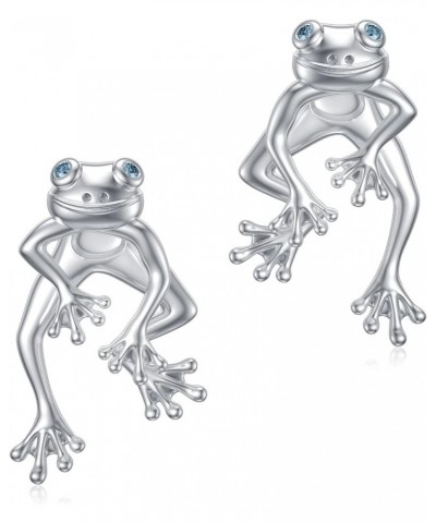 Frog Earrings Sterling Silver Stud Earrings Cute Earrings for Teen Girls Earrings Jewelry Gift for Women 3-March Aquamarine E...