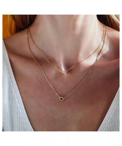 Gold Pendant Necklace for Women, Dainty Diamond Necklaces for Women Simple 14K Gold Plated Paperclip Choker Necklaces Cute Mi...