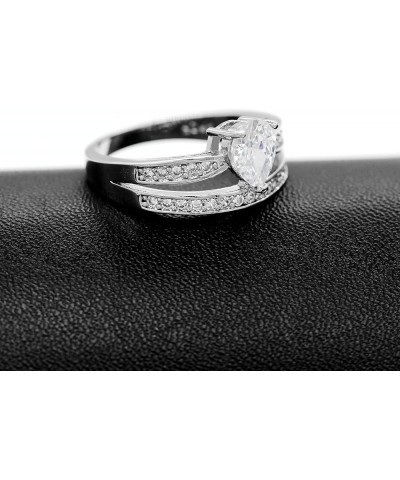 Pear Cut Simulated Diamond Teardrop Stack Rings Micro Pave Cubic Zirconia Eternity Band Wedding Jewelry Women Y457 White $6.0...