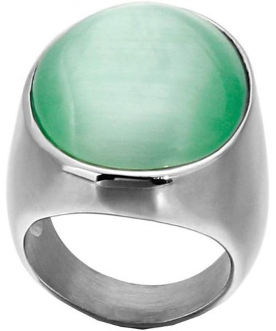 Men's Women's 316l Stainless Steel Multiple Color Oval Cat's Eye Gemstone Rings silver light green $9.51 Rings