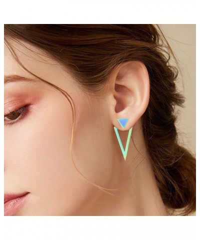 Black Triangle Earrings for Women Geometric Ear Jacket Earrings Front and Back Triangle Stud Earrings Lightweight Hypoallerge...