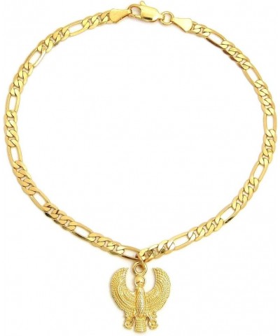 Women's Cross, Ankh, Queen Nefertiti Piece 10 inches Figaro Chain Anklet Foot Bracelet in Gold Tone Horus Bird / Figaro $11.5...