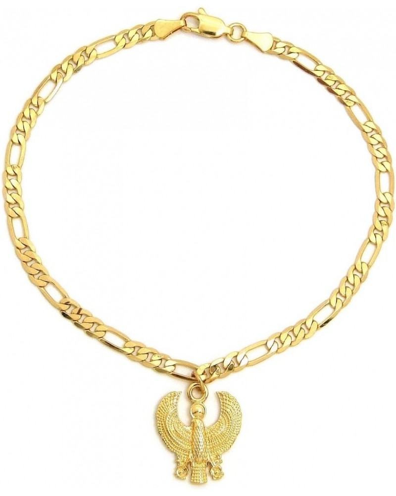 Women's Cross, Ankh, Queen Nefertiti Piece 10 inches Figaro Chain Anklet Foot Bracelet in Gold Tone Horus Bird / Figaro $11.5...