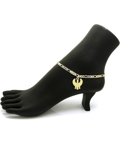 Women's Cross, Ankh, Queen Nefertiti Piece 10 inches Figaro Chain Anklet Foot Bracelet in Gold Tone Horus Bird / Figaro $11.5...