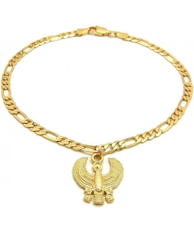 Women's Cross, Ankh, Queen Nefertiti Piece 10 inches Figaro Chain Anklet Foot Bracelet in Gold Tone Horus Bird / Figaro $11.5...