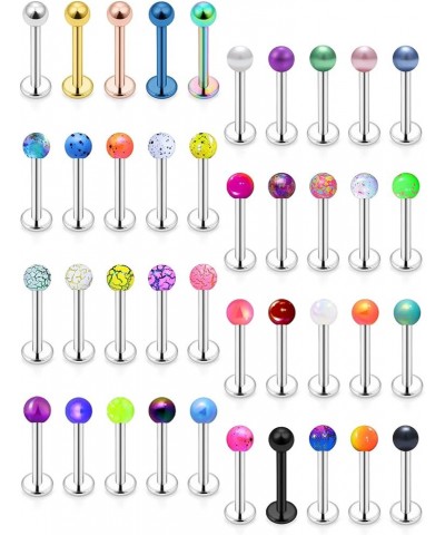 40pcs 16G Lip Rings Stainless Steel Labret Monroe Lip Rings Nail Cartilage Tragus Helix Earrings Studs Ring Medusa Piercing J...