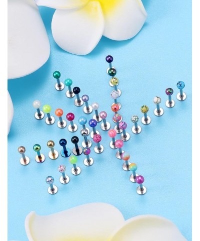 40pcs 16G Lip Rings Stainless Steel Labret Monroe Lip Rings Nail Cartilage Tragus Helix Earrings Studs Ring Medusa Piercing J...