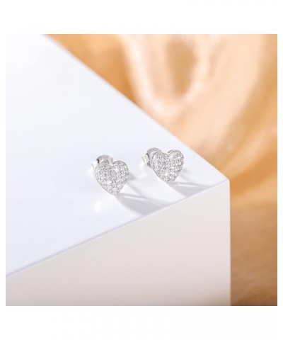 925 Sterling Silver Stud Earrings for Women Emerald Hear Cut Cubic Zirconia CZ Stud Earrings 18K Gold Plated Stud Earrings Me...