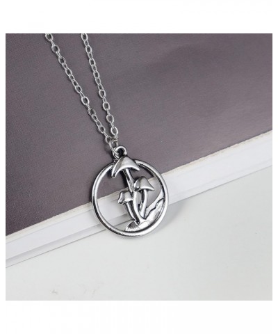 Vintage Mushroom Necklace Mushroom Pendant Necklace Mushroom Charm with Crescent Moon Necklace Lover Gift D $7.01 Necklaces