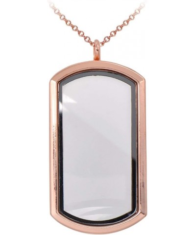 Magnetic Rectangle Glass Window Floating Locket Pendant Necklace Rose Gold $7.79 Necklaces