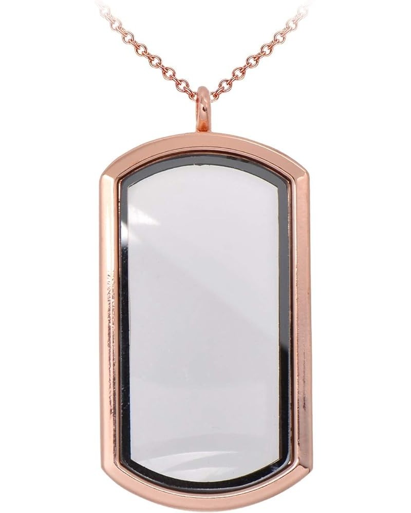 Magnetic Rectangle Glass Window Floating Locket Pendant Necklace Rose Gold $7.79 Necklaces