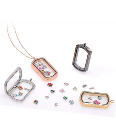 Magnetic Rectangle Glass Window Floating Locket Pendant Necklace Rose Gold $7.79 Necklaces