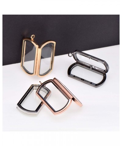 Magnetic Rectangle Glass Window Floating Locket Pendant Necklace Rose Gold $7.79 Necklaces