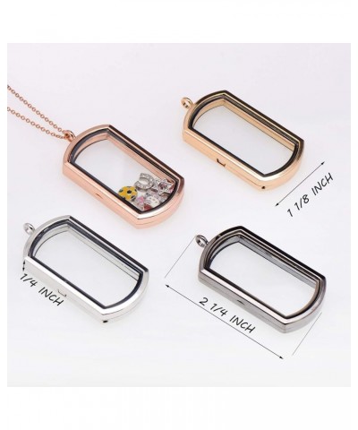 Magnetic Rectangle Glass Window Floating Locket Pendant Necklace Rose Gold $7.79 Necklaces