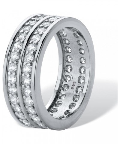 PalmBeach Jewelry Gold-Plated or Platinum-Plated Sterling Silver Cubic Zirconia Double Row Eternity Ring Platinum-Plated Ster...