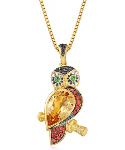 3.23 ct. t.w. Multi-Gemstone Owl Pendant Necklace in 18kt Gold Over Sterling. 18 inches $52.00 Necklaces