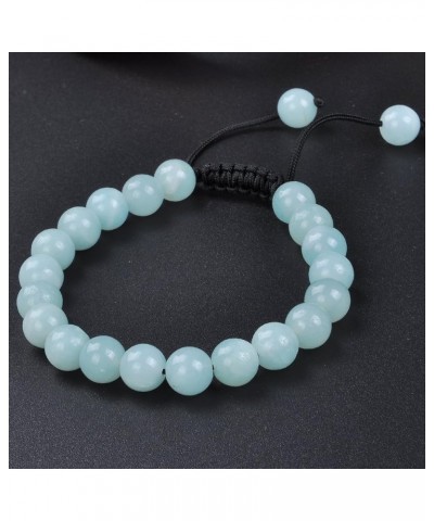 Natural Healing Power Gemstone Crystal Beads Unisex Adjustable Macrame Bracelets Amazonite 8mm $14.45 Bracelets