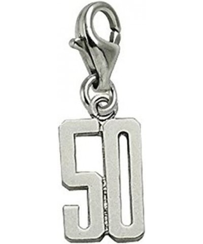 Number 50 Charm With Lobster Claw Clasp, Charms for Bracelets and Necklaces White Gold $25.73 Bracelets