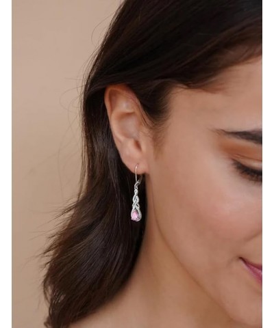 Dangle Drop Earrings for Women 925 Sterling Silver Leverback Earrings Birthstone Jewelry 10-Pink Tourmaline-Oct $33.37 Earrings