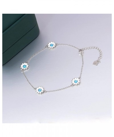 Womens Flower Anklet Opal Bracelet Ladies Gold Plated Fire Opal Jewelry Gift blue $8.09 Anklets