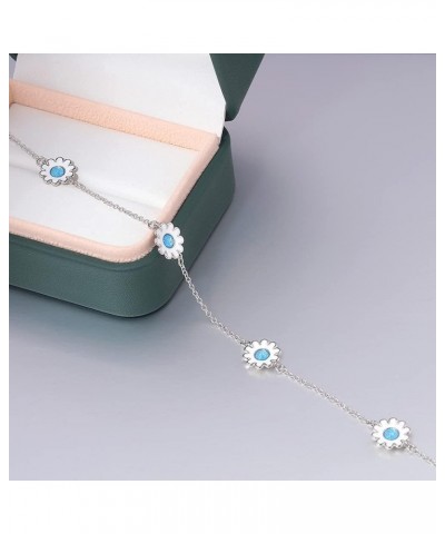 Womens Flower Anklet Opal Bracelet Ladies Gold Plated Fire Opal Jewelry Gift blue $8.09 Anklets