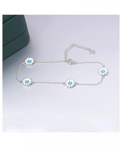 Womens Flower Anklet Opal Bracelet Ladies Gold Plated Fire Opal Jewelry Gift blue $8.09 Anklets