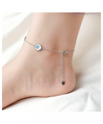 Womens Flower Anklet Opal Bracelet Ladies Gold Plated Fire Opal Jewelry Gift blue $8.09 Anklets