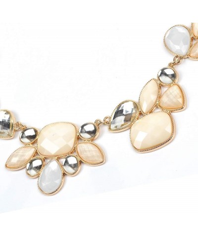 Shiny chunky bib Necklace with earrings Cream $10.43 Jewelry Sets