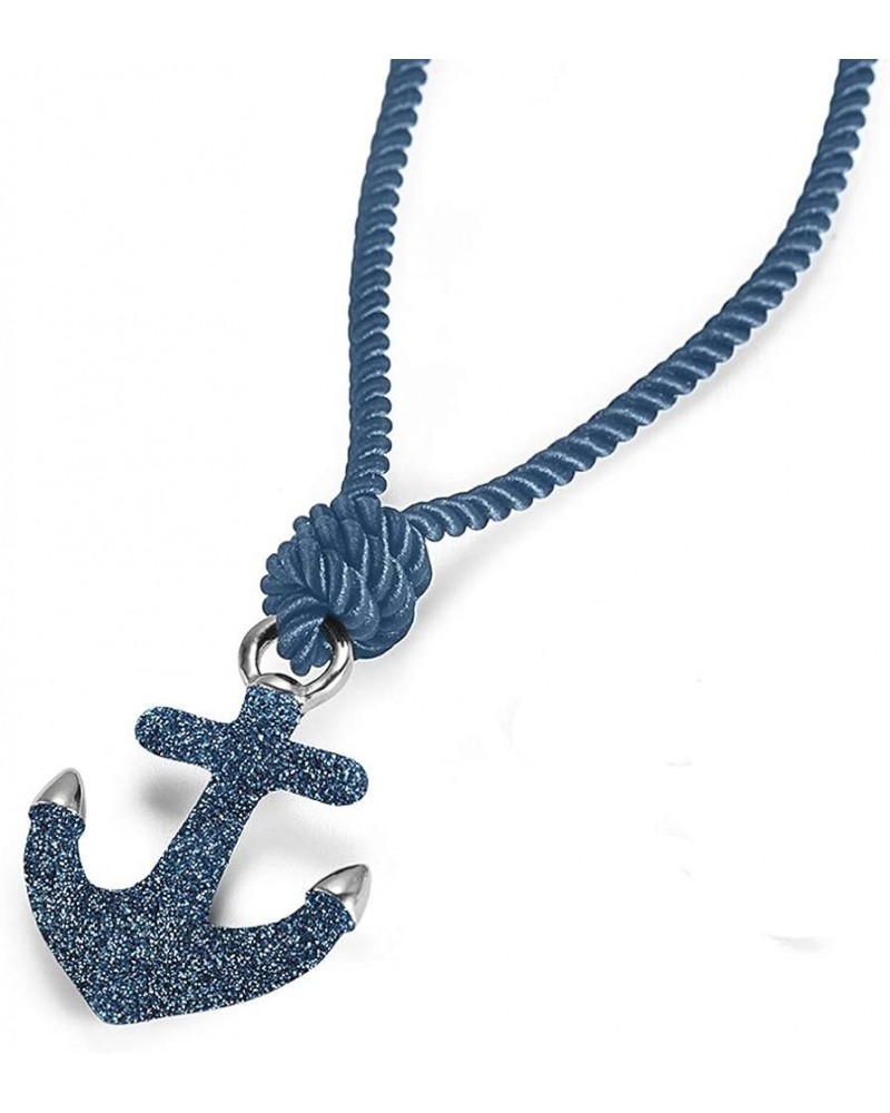 Anchor Necklace Stardust Sparkle Nautical Pendant, 23.6" Cotton Rope Knot Tie Chain Jewelry Blue Stainless Steel $17.60 Neckl...